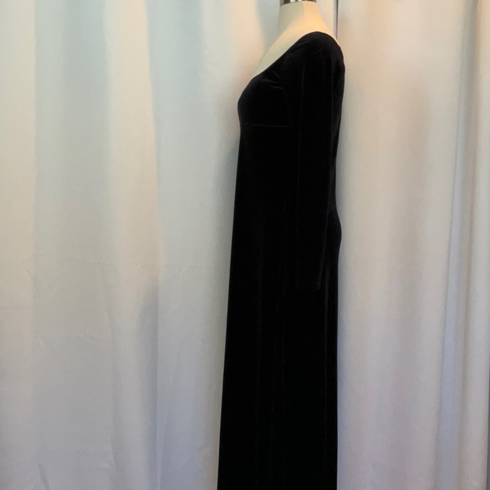 Vintage Scott McClintock TALL Black Velvet Long Sleeve Maxi Dress Women Size 14 - Picture 3 of 10